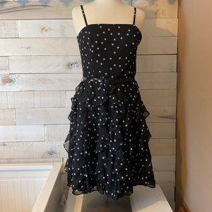 Black and white polka dot ruffle dress